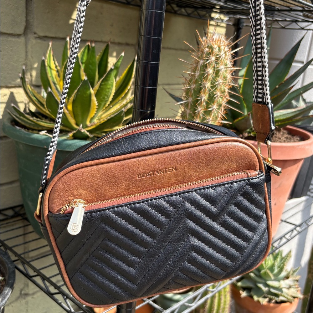 BOSTANTEN Quilted Black and Brown Crossbody Bag - Picture 10 of 16